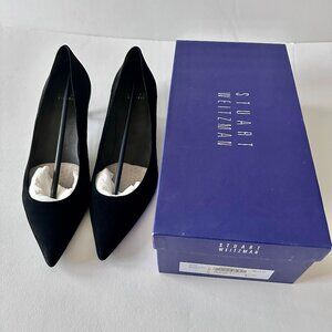 Stuart Weitzman Size 11.5 Black Suede Kitten Heel Pumps